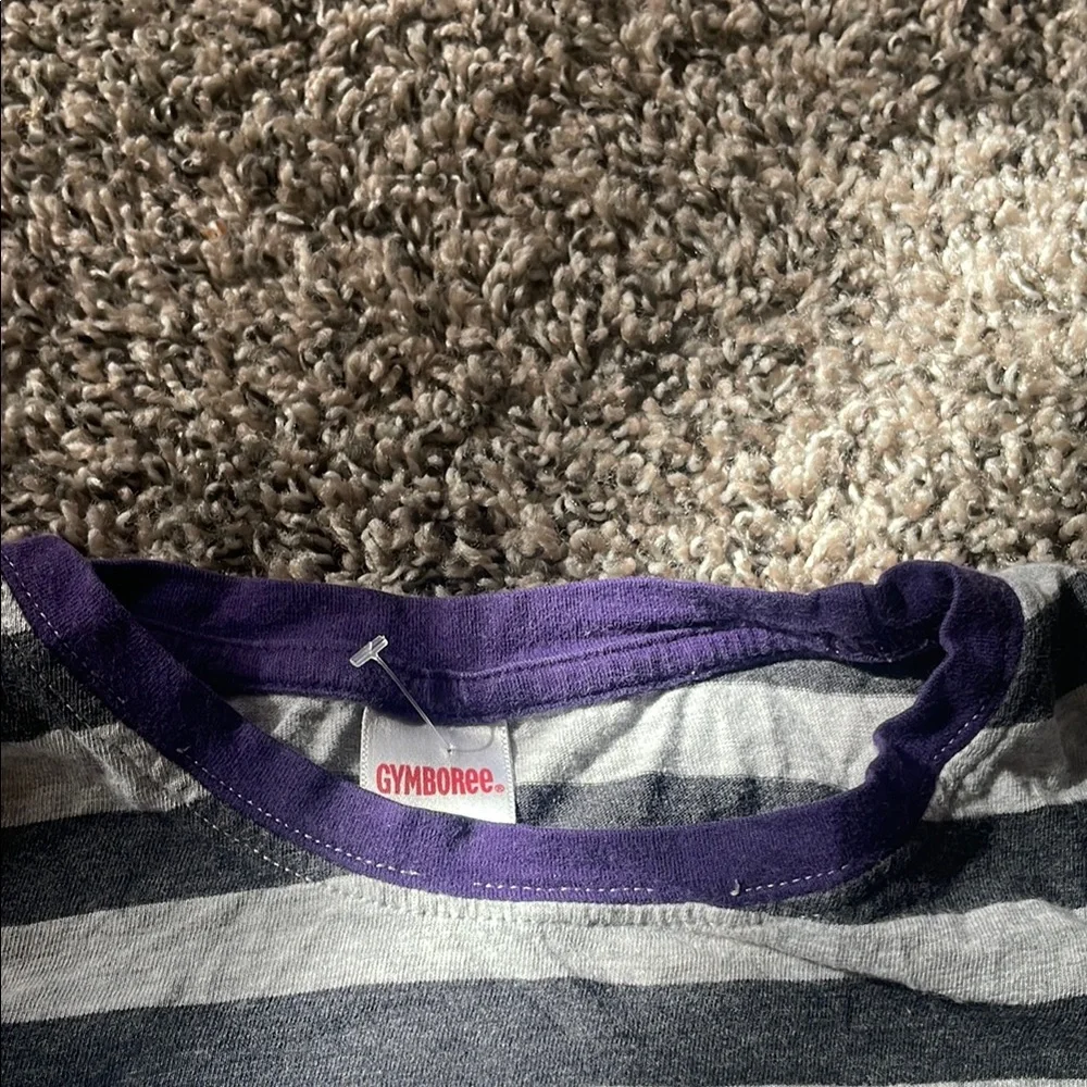Gymboree Gray and Purple Striped Dance Tee